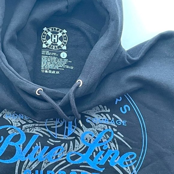 HOWITZER MENS BLUE 'BACK THE BLUE' DISTRESSED GAPHIC HOODIE - NWOT - - Picture 4 of 9